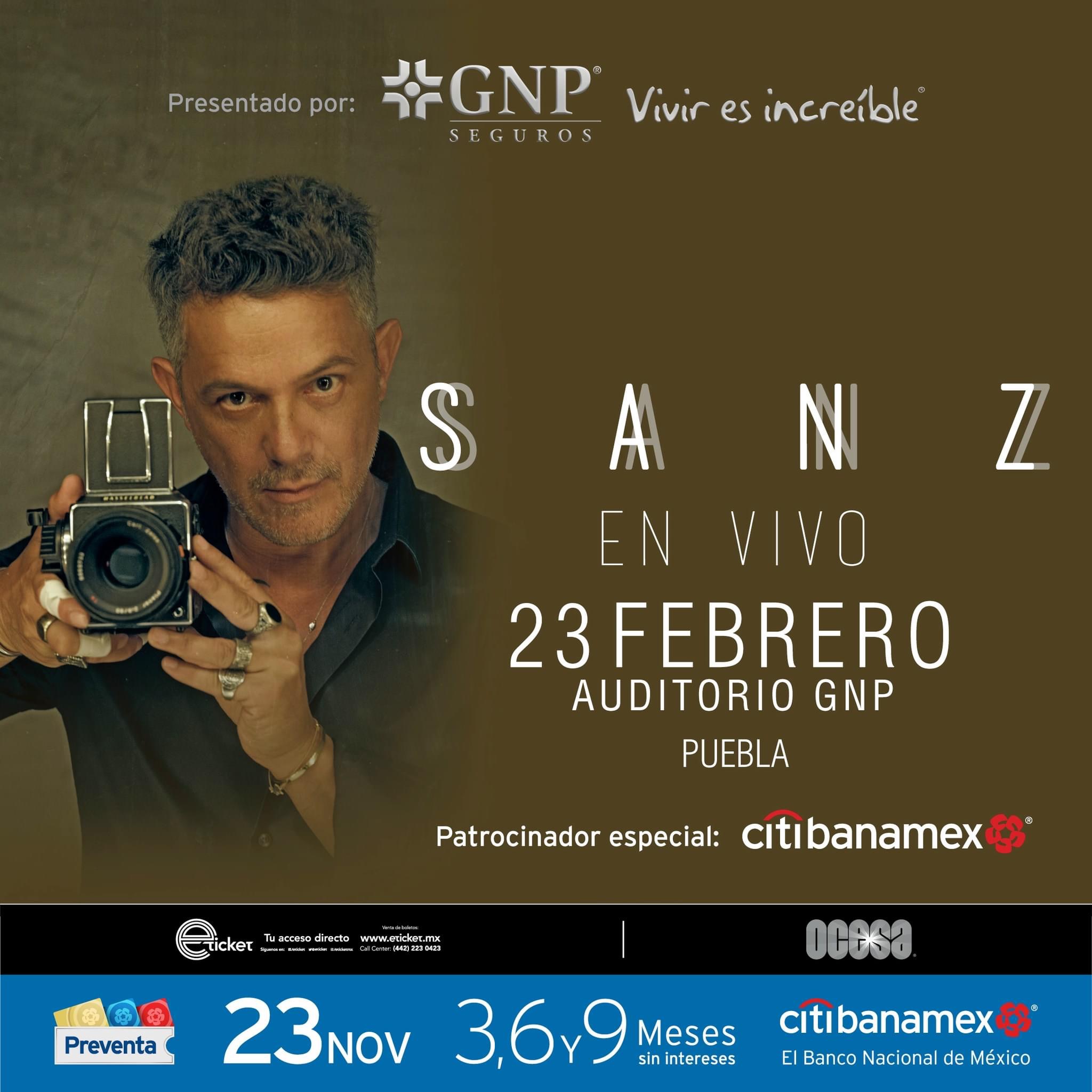 Alejandro Sanz, el artista español más importante a nivel internacional, se presentará en Auditorio GNP Seguros el jueves 23 de febrero de 2023 a las 20:30 hrs, como parte de su nueva gira #SanzEnVivo.