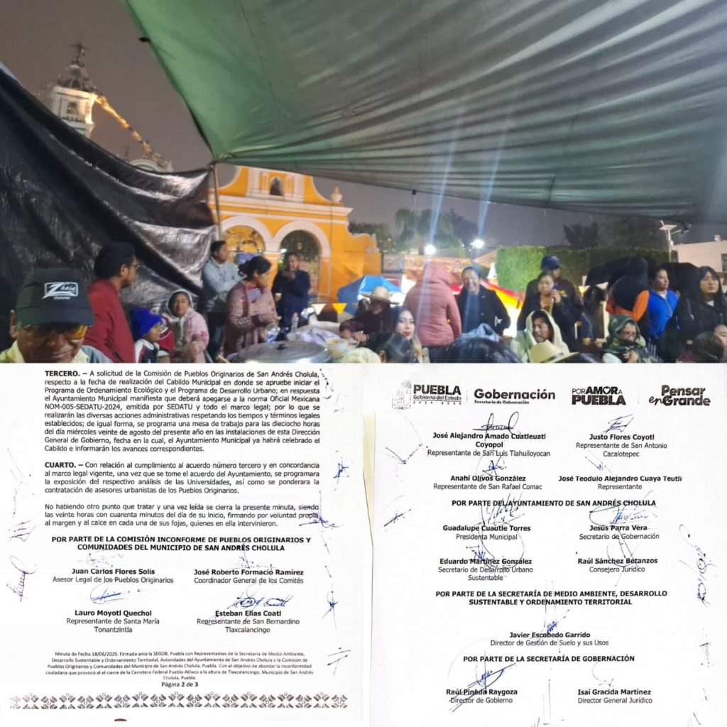 Dan dos meses a Ayuntamiento de San Andrés Cholula para cabildo abierto con comunidades originarias