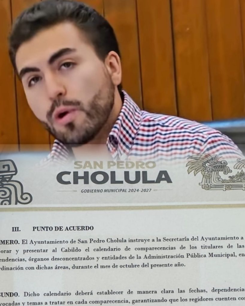 Regidor del PAN pide definir calendario de comparecencias de funcionarios de San Pedro Cholula