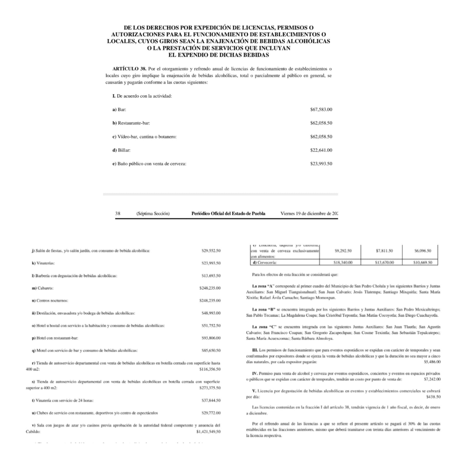 Para 2026, licencias de bares en San Pedro Cholula costarán 67 mil pesos; locales de bebidas artesanales pagarán 5 mil 471 pesos