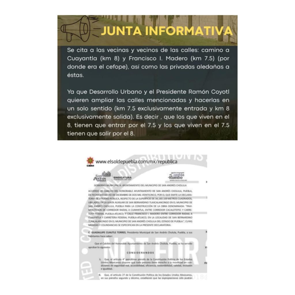 Decreto de San Andrés Cholula acerca de Cuayantla preocupa a pobladores por una posible expropiación