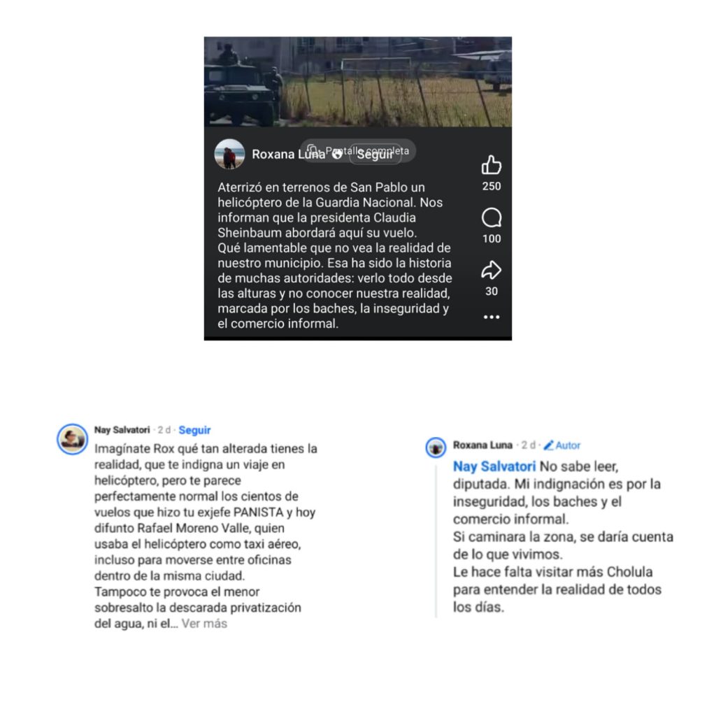 Por denuncia de uso de helicóptero de la Guardia Nacional, se confrontan Roxana Luna y Nayeli Salvatori