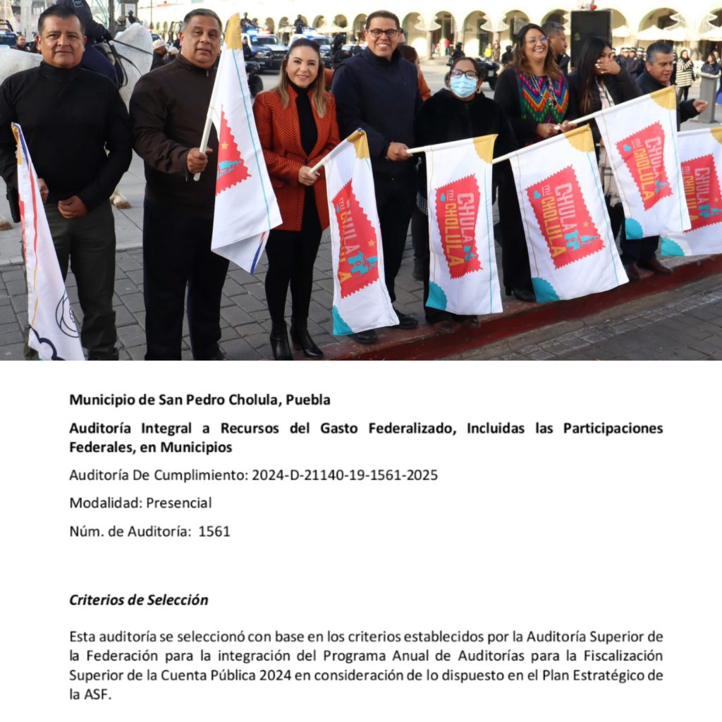 Auditoría Superior de la Federación detecta 13.1 millones de pesos sin aclarar en cuenta 2024 de San Pedro Cholula