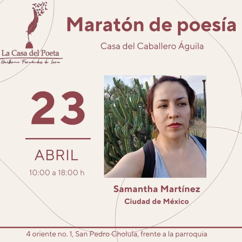 Realizarán Maratón de Poesía en Casa del Caballero Águila, en San Pedro Cholula