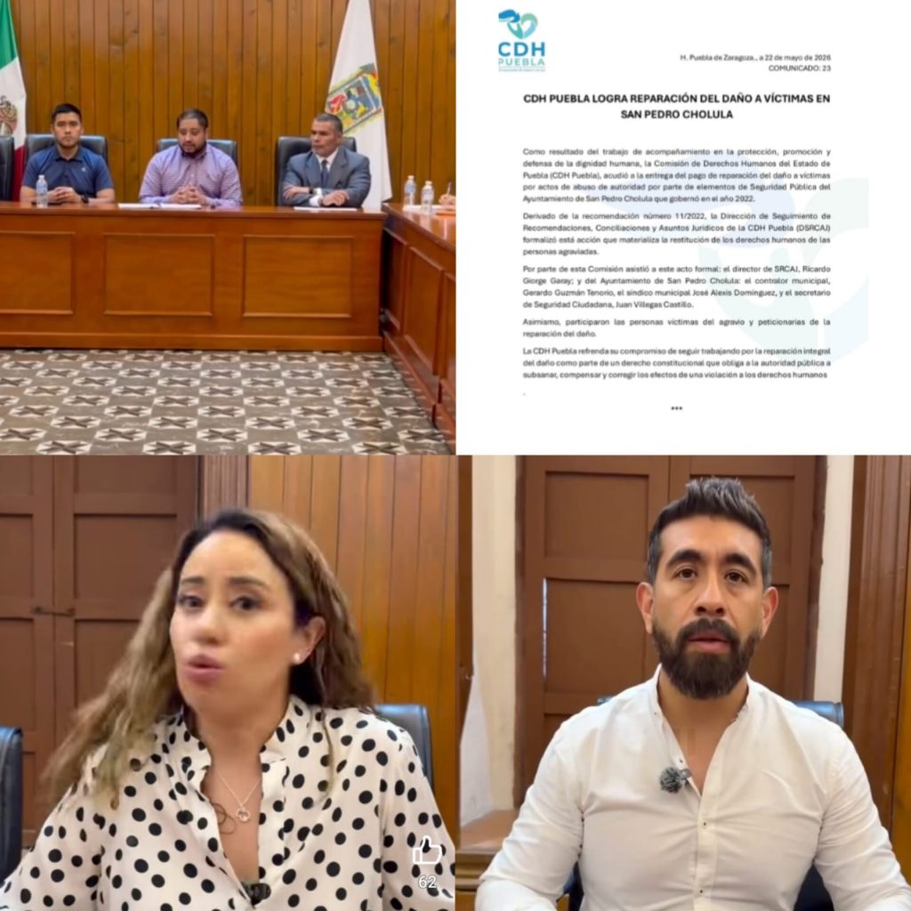 Ayuntamiento de San Pedro Cholula y CDH Puebla logran reparación de daños a víctimas de abuso policial en 2022