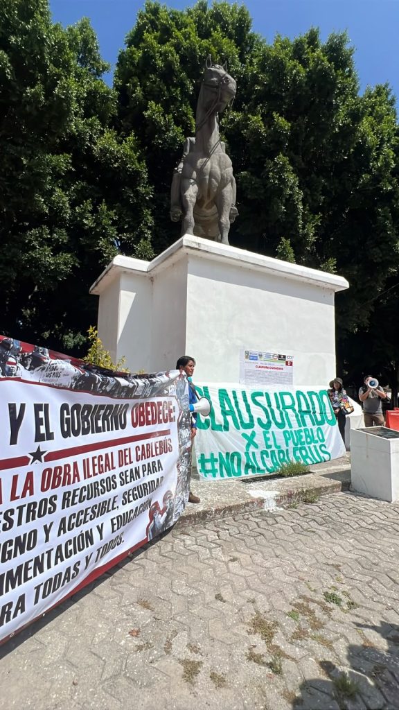Pobladores clausuran obras del Cablebús en el Cenchch