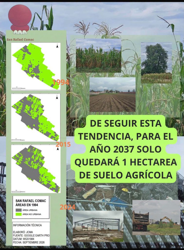 Alertan que para 2037 San Rafael Comac perdería la mayoría de sus suelos agrícolas por invasión inmobiliaria
